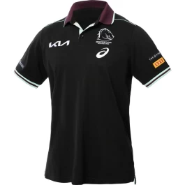 2025 Brisbane Broncos Mens Black Training Polo