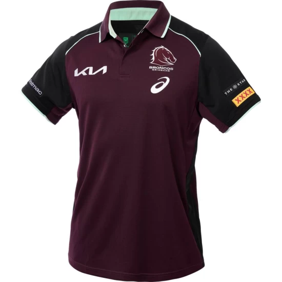 2025 Brisbane Broncos Mens Maroon Training Polo